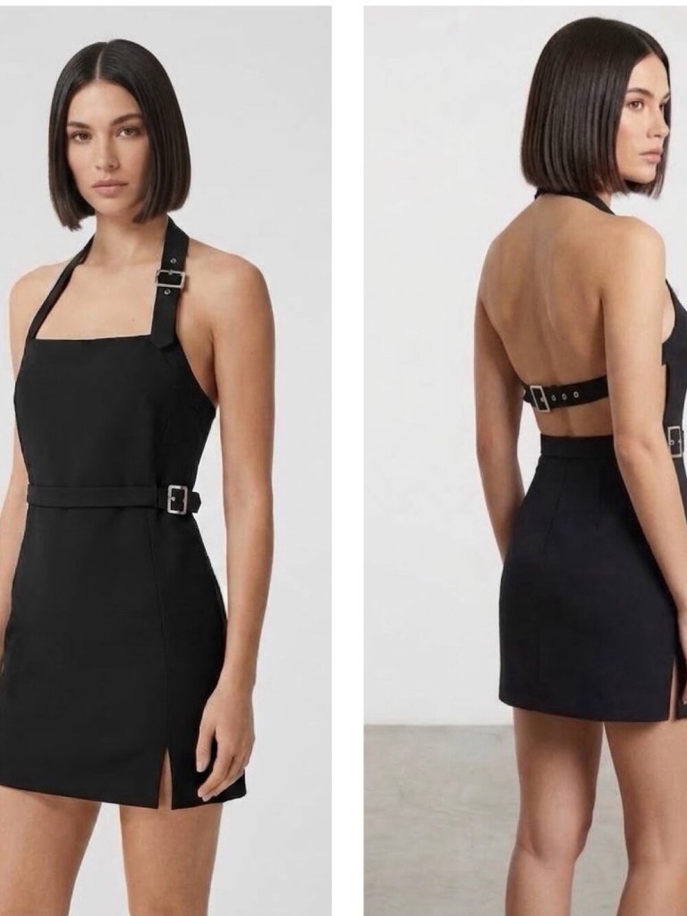 NEW ZARA Black Halter Mini Dress Size S Slip Open Back Dress SMALL